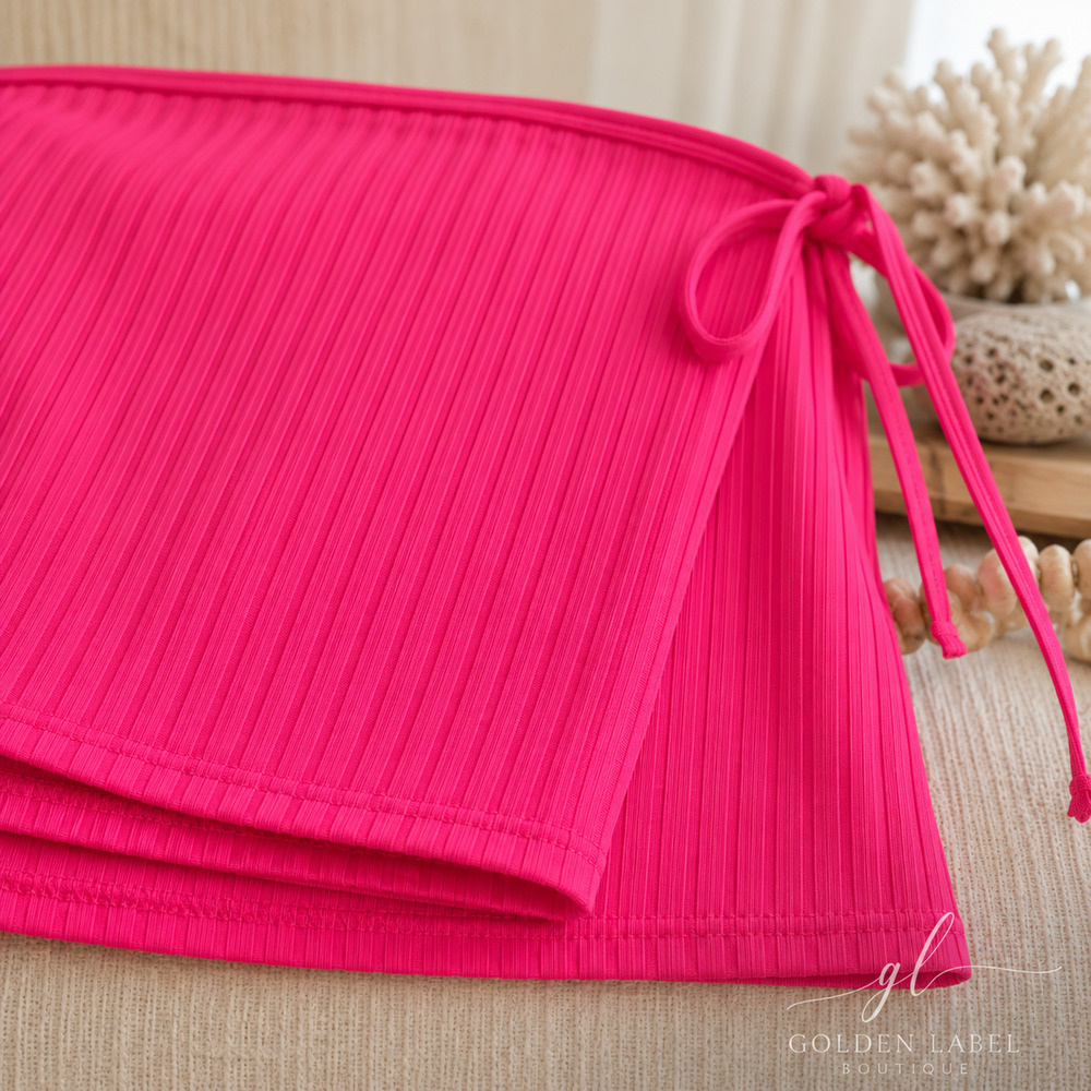 Solid & Striped Nola Ribbed Swim Skirt Large Hot Pink NWT MSRP $78 - Picture 4 of 5